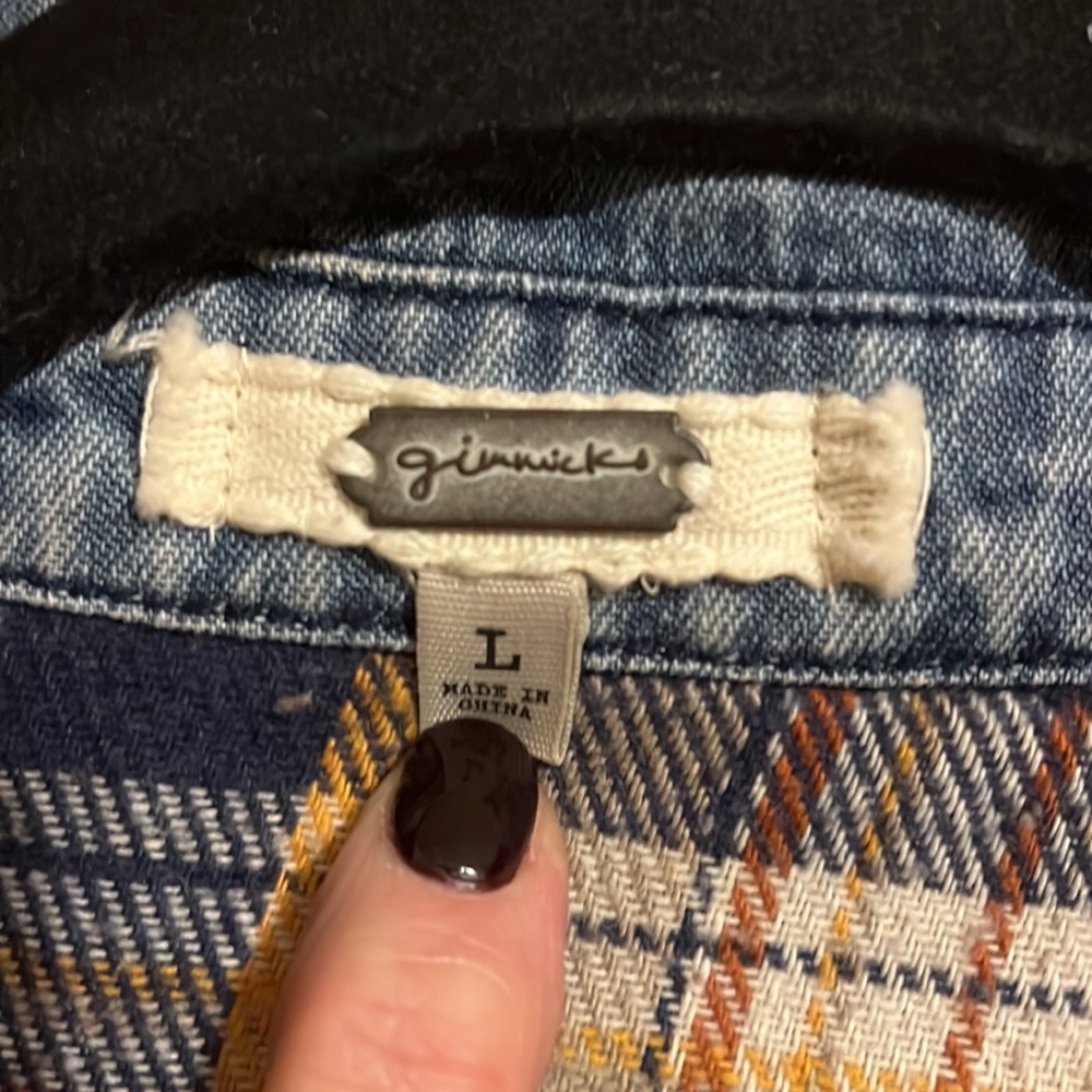 Gimmicks Pieced Patchwork Flannel And Chambray De… - image 2